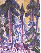 Ernst Ludwig Kirchner Wod-cart in forest painting